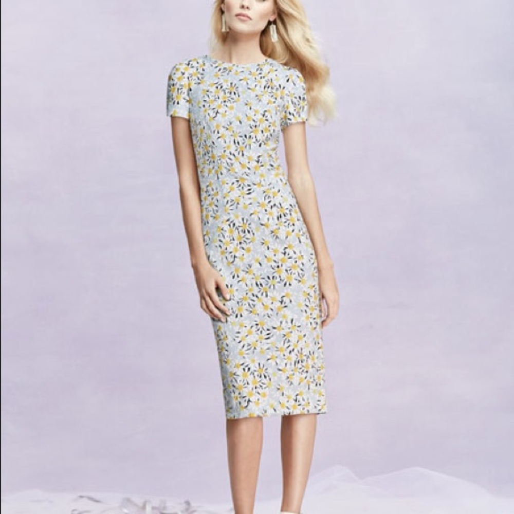 CAROLINA HERRERA Daisy Pigment Cloque Sheath Dress